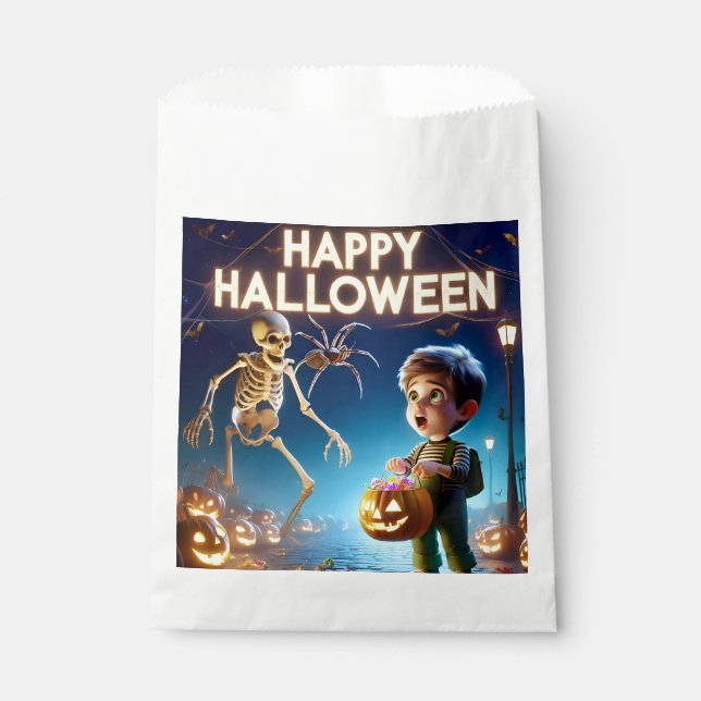 HALLOWEEN ~ Boy and Skeleton ~ Favour Bag (Front)