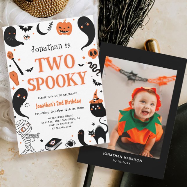 Halloween Boy Photo 2nd Birthday Party Invitation (Creator Uploaded)