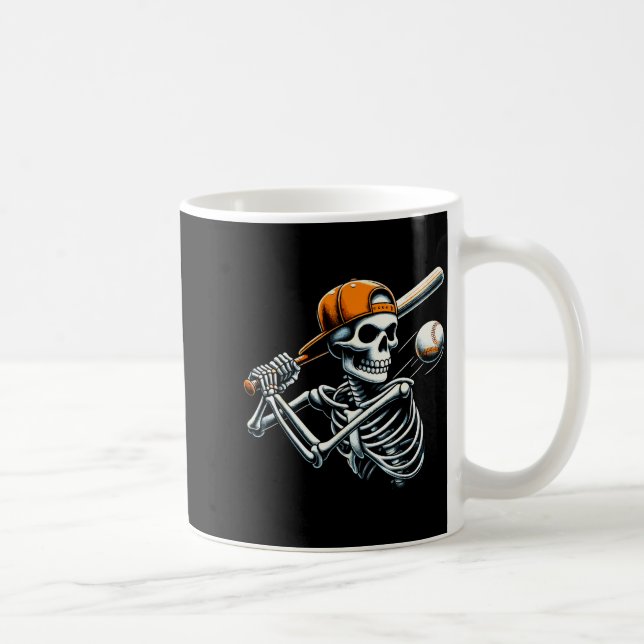 Halloween Boys Batting Skeleton Baseball  Coffee Mug (Right)