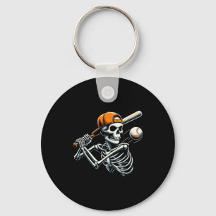 Halloween Boys Batting Skeleton Baseball Keychain