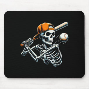 Halloween Boys Batting Skeleton Baseball Mouse Pad
