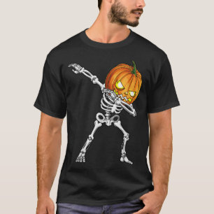 Halloween Boys Dabbing Skeleton Scary Pumpkin Jack T-Shirt