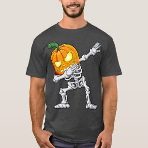 Halloween Boys Dabbing Skeleton Scary Pumpkin Jack T-Shirt