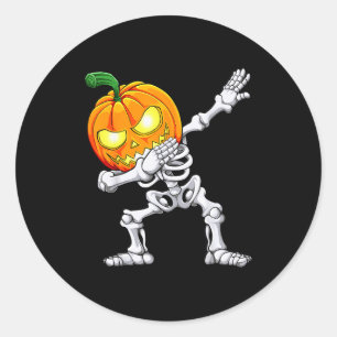 Halloween Boys Dabbing Skeleton Y Pumpkin Jack O L Classic Round Sticker