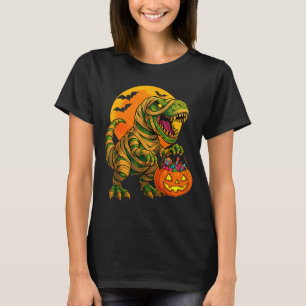 Halloween Boys Dinosaur Mummy T Rex Y Pumpkin Moon T-Shirt