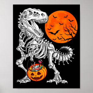 Halloween Boys Dinosaur Skeleton T Rex Y Pumpkin M Poster