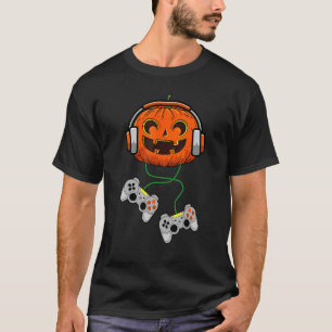Halloween Boys Gamers Gaming Cool Pumpkin Play Vid T-Shirt