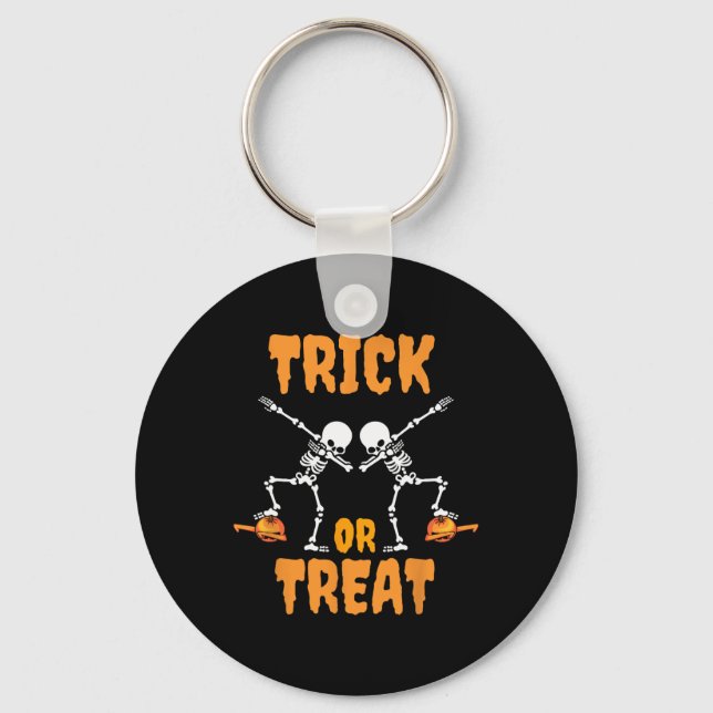 Halloween Boys Girls Dabbing Pumpkin Skeleton Zomb Keychain (Front)