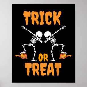 Halloween Boys Girls Dabbing Pumpkin Skeleton Zomb Poster