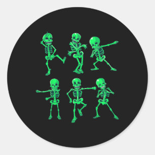 Halloween Boys Girls Kids Dancing Skeletons Dance Classic Round Sticker