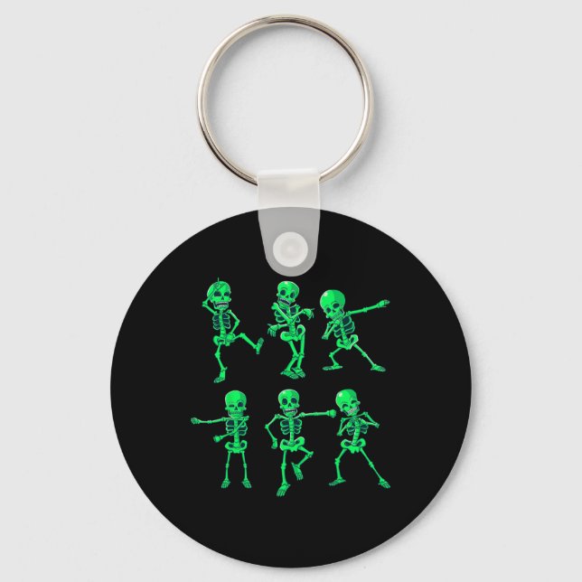 Halloween Boys Girls Kids Dancing Skeletons Dance  Keychain (Front)