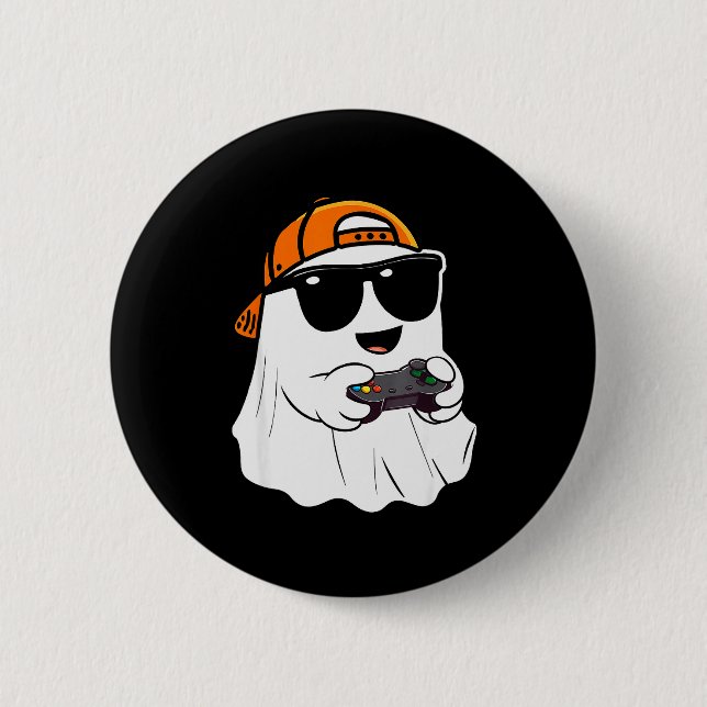 Halloween Boys Kids Ghost Gamer Y Costume Gaming M 2 Inch Round Button (Front)