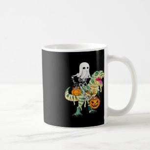 Halloween boys kids Skeleton Riding Dinosaur ghost Coffee Mug