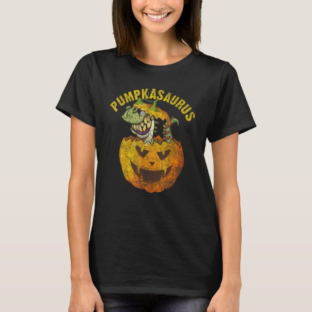 Halloween Boys Men Pumpkasaurus Dinosaur Pumpkin   T-Shirt (Front)