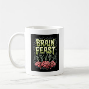 Halloween Brain Feast Zombie Hands Vector Design Coffee Mug