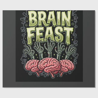 Halloween Brain Feast Zombie Hands Vector Design Wrapping Paper