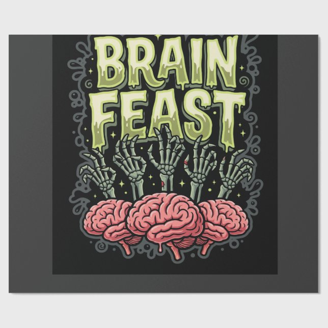 Halloween Brain Feast Zombie Hands Vector Design Wrapping Paper (Flat)