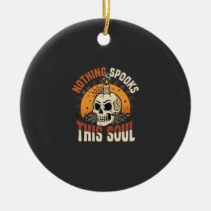 Halloween Brave Skeleton Night Ceramic Ornament