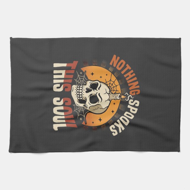 Halloween Brave Skeleton Night Kitchen Towel (Horizontal)