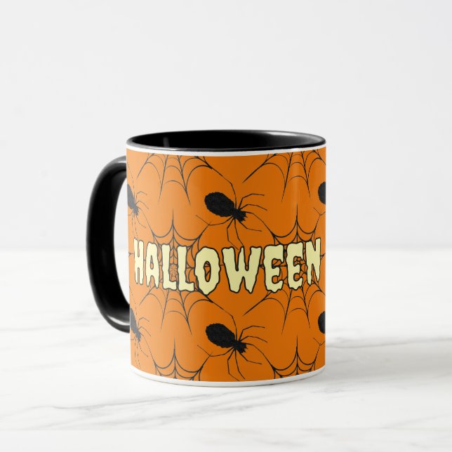 Halloween Brew Classic Spiderweb Glitter Pattern Mug (Front Left)