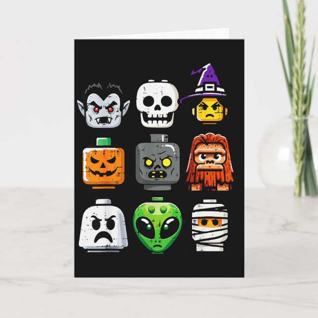 Halloween Brick Pumpkin Ghost Heads Costume Boys K Card (Front)