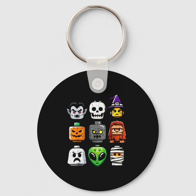 Halloween Brick Pumpkin Ghost Heads Costume Boys K Keychain (Front)