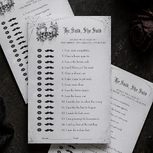 Halloween Bridal Shower He Said She Said Game