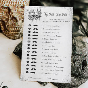 Halloween Bridal Shower He Said She Said Game