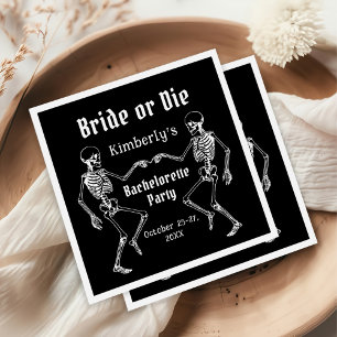 Halloween Bride or Die Skeleton Bachelorette Party Napkin