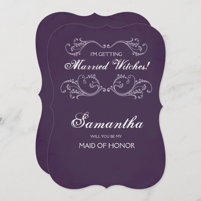 Halloween Bridesmaid Proposal Invite ~ Funny (Front/Back)