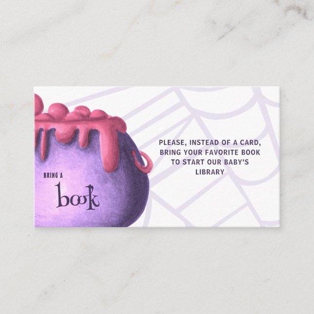 Halloween Bring a Book Girl Baby Shower Enclosure Card (Front)