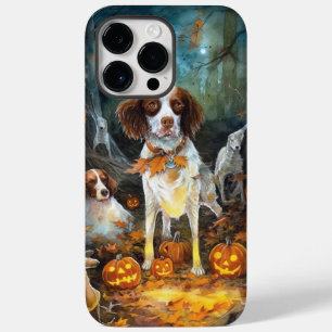 Halloween Brittany Spaniel With Pumpkins Scary Case-Mate iPhone 14 Pro Max Case