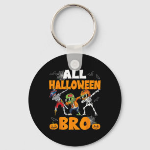 Halloween Bro Dabbing Skeleton Jack O Lantern Boys Keychain