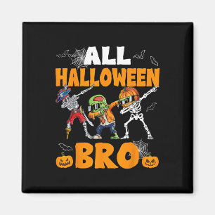 Halloween Bro Dabbing Skeleton Jack O Lantern Boys Magnet