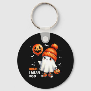 Halloween Bro Mean Boo Ghost Skull Pumpkin Boys Keychain