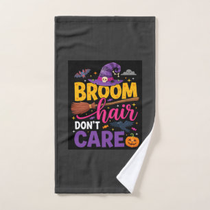 Halloween Broom Hair Don't Care Witch Quote Hand Towel