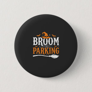 Halloween Broom Parking Witch Hat Graphic 2 Inch Round Button