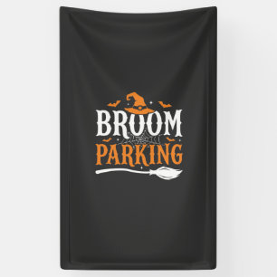 Halloween Broom Parking Witch Hat Graphic Banner