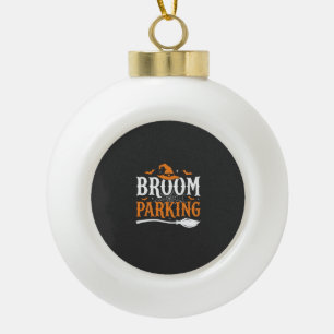 Halloween Broom Parking Witch Hat Graphic Ceramic Ball Christmas Ornament
