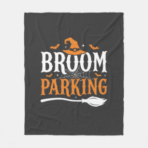 Halloween Broom Parking Witch Hat Graphic Fleece Blanket