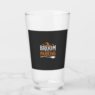 Halloween Broom Parking Witch Hat Graphic Glass