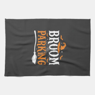 Halloween Broom Parking Witch Hat Graphic Kitchen Towel