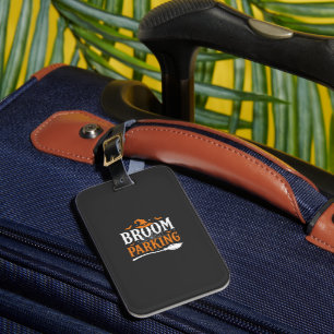 Halloween Broom Parking Witch Hat Graphic Luggage Tag