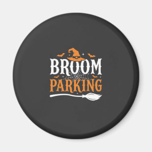Halloween Broom Parking Witch Hat Graphic Magnet