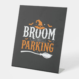 Halloween Broom Parking Witch Hat Graphic Pedestal Sign