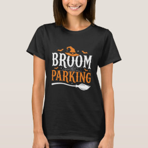 Halloween Broom Parking Witch Hat Graphic T-Shirt