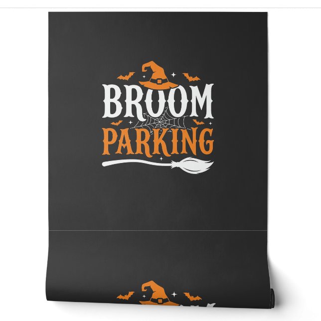 Halloween Broom Parking Witch Hat Graphic Wallpaper (Unrolling)