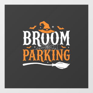 Halloween Broom Parking Witch Hat Graphic Window Cling