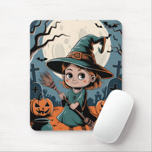 Halloween - broom witch mouse pad