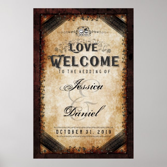 Halloween Brown Gothic 24x36 Welcome to Wedding Poster (Front)